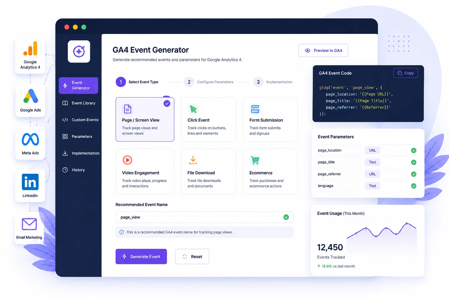 GA4 Event Generator Dashboard